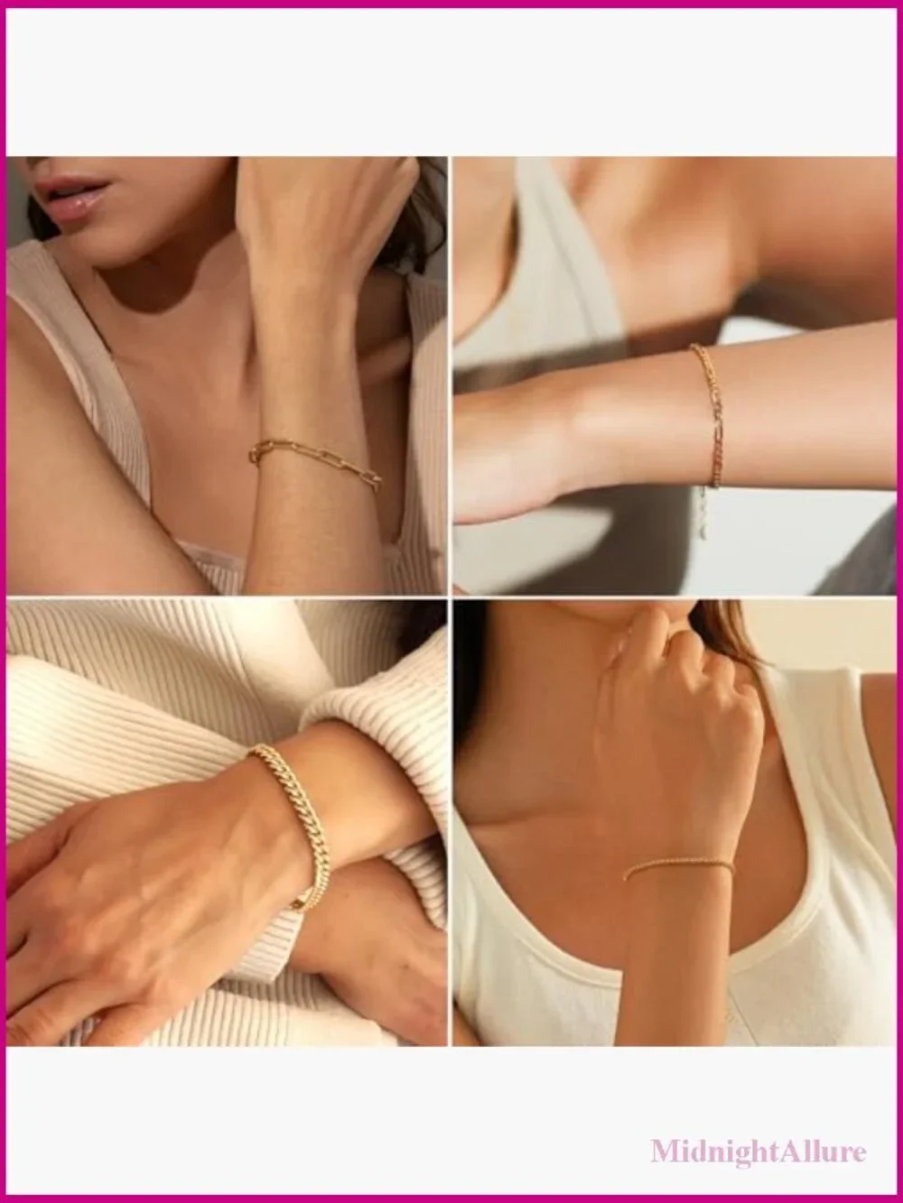 16 PCS Gold Bracelet Set, Dainty Stackable Link Chain Bracelets Pack for Women